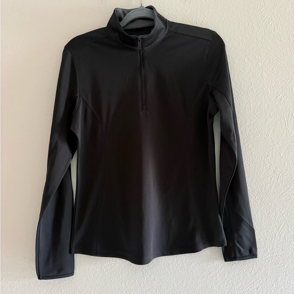 Port Authority. Black Long Sleeve Quarter-Zip Top. PTP 19”. Length 24.5”